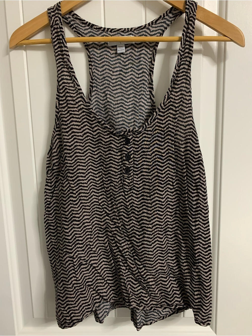 Cotton On Black & Cream Zigzag Racerback Tank